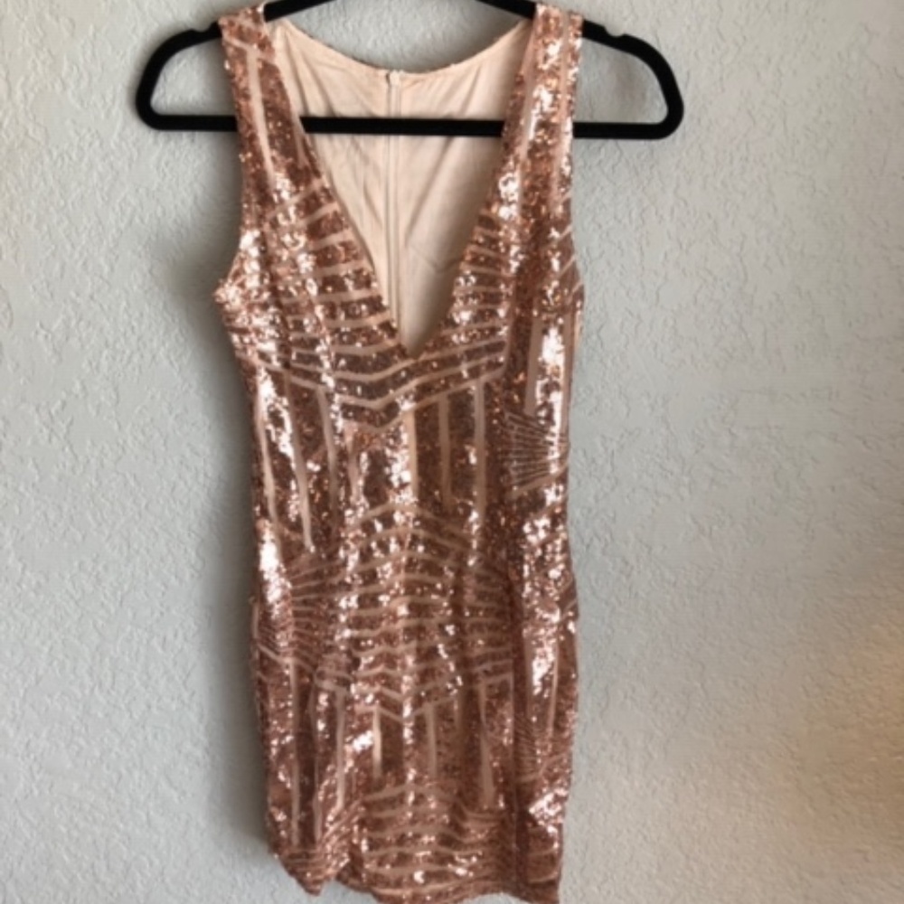 Gold Sequin Bodycon Mini-Dress Sz. 2